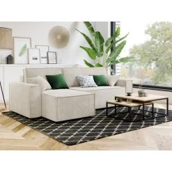 Canapé D'angle MIRA Convertible Et Réversible Velours Côtelé Beige 4 Places 16 Canapé D'angle MIRA Convertible Et Réversible Velours Côtelé Beige 4 Places -Canapé Rêve Promos Magasin canape d angle mira convertible et reversible velours cotele beige 4 places 7