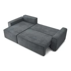 Canapé D'angle MIRA Convertible Et Réversible Velours Gris Souris -Canapé Rêve Promos Magasin canape d angle mira convertible et reversible velours gris souris 3
