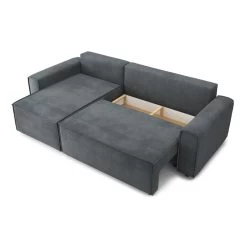 Canapé D'angle MIRA Convertible Et Réversible Velours Gris Souris -Canapé Rêve Promos Magasin canape d angle mira convertible et reversible velours gris souris 4