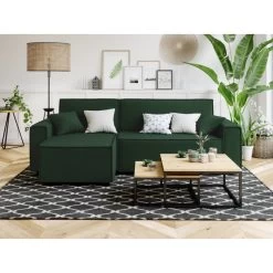 Canapé D'angle MIRA Convertible Et Réversible Velours Vert