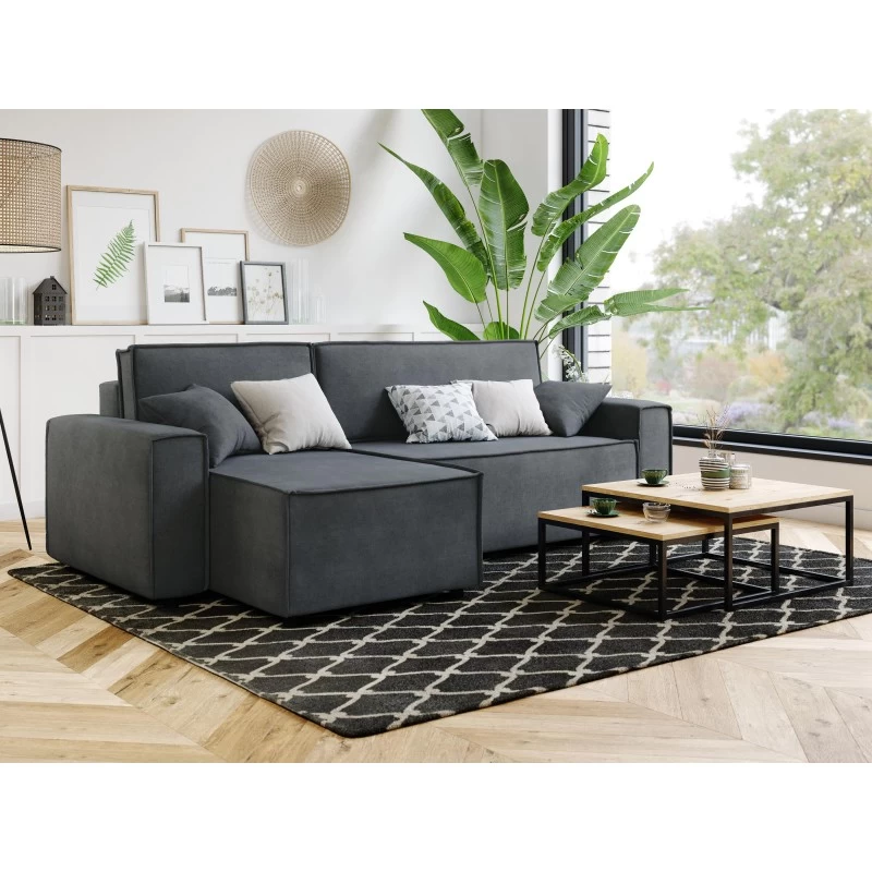 Canapé D'angle MIRAGE Convertible Et Réversible Velours Gris Souris 7 Canapé D'angle MIRAGE Convertible Et Réversible Velours Gris Souris – Image 7