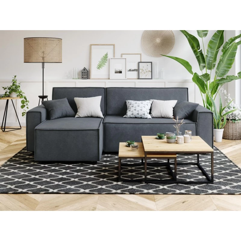 Canapé D'angle MIRAGE Convertible Et Réversible Velours Gris Souris 1 Canapé D'angle MIRAGE Convertible Et Réversible Velours Gris Souris