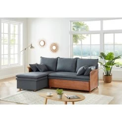 Canapé D'angle WOOD En Tissu Gris 4 Places Réversible Convertible Coffre 13 Canapé D'angle WOOD En Tissu Gris 4 Places Réversible Convertible Coffre -Canapé Rêve Promos Magasin canape d angle wood tissu gris 4 places reversible convertible coffr 5