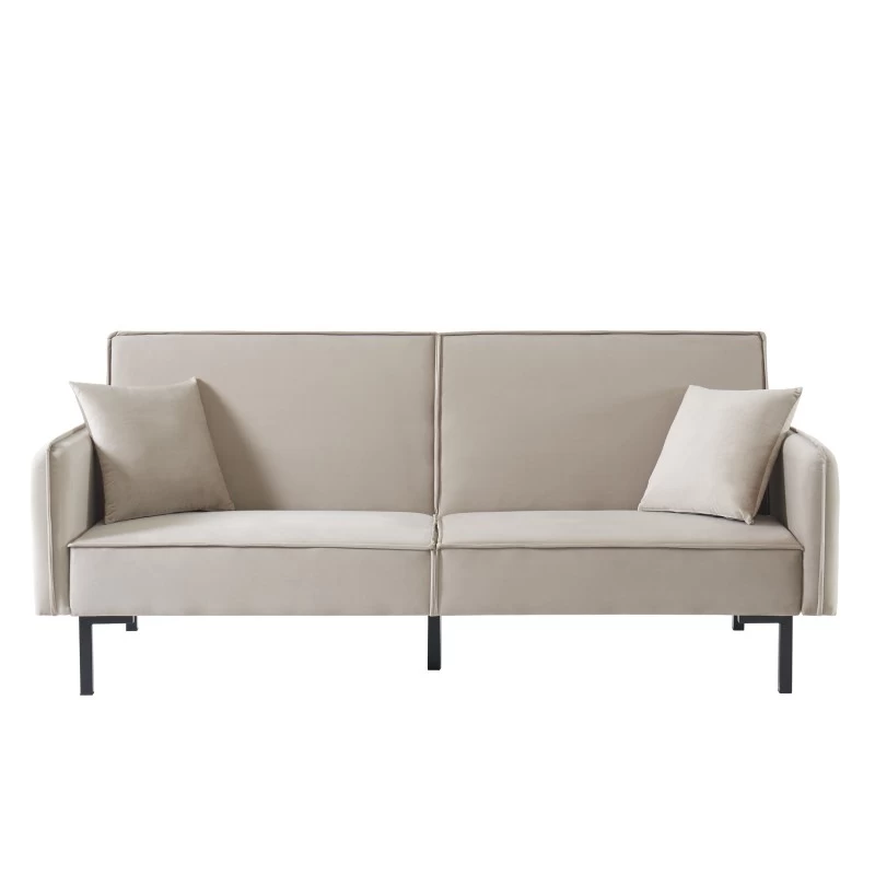 Canapé Droit ALICE Convertible Velours Grège 3 Places 2 Canapé Droit ALICE Convertible Velours Grège 3 Places – Image 2