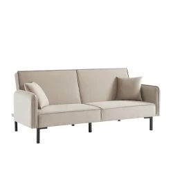 Canapé Droit ALICE Convertible Velours Grège 3 Places 8 Canapé Droit ALICE Convertible Velours Grège 3 Places -Canapé Rêve Promos Magasin canape droit alice convertible velours grege 3 places 2