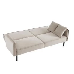 Canapé Droit ALICE Convertible Velours Grège 3 Places 9 Canapé Droit ALICE Convertible Velours Grège 3 Places -Canapé Rêve Promos Magasin canape droit alice convertible velours grege 3 places 3