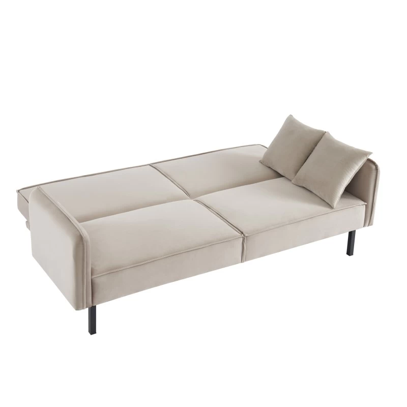 Canapé Droit ALICE Convertible Velours Grège 3 Places 4 Canapé Droit ALICE Convertible Velours Grège 3 Places – Image 4