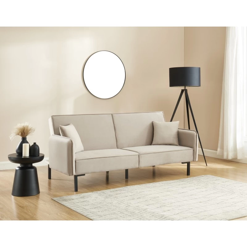 Canapé Droit ALICE Convertible Velours Grège 3 Places 1 Canapé Droit ALICE Convertible Velours Grège 3 Places