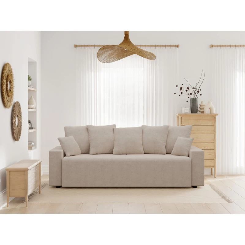 Canapé Droit ALMA Convertible Tissu Beige 3 Places 1 Canapé Droit ALMA Convertible Tissu Beige 3 Places