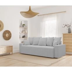 Canapé Droit ALMA Convertible Tissu Gris 3 Places 18 Canapé Droit ALMA Convertible Tissu Gris 3 Places -Canapé Rêve Promos Magasin canape droit alma convertible tissu gris 3 places 8