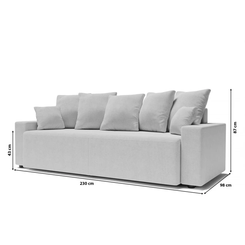 Canapé Droit ALMA Convertible Tissu Gris 3 Places 10 Canapé Droit ALMA Convertible Tissu Gris 3 Places – Image 10