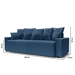 Canapé Droit ALMA Convertible Velours Côtelé Bleu Cobalt 3 Places -Canapé Rêve Promos Magasin canape droit alma convertible velours cotele bleu cobalt 3 places 9
