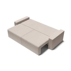 Canapé Droit ALMA Convertible Velours Côtelé Grège 3 Places -Canapé Rêve Promos Magasin canape droit alma convertible velours cotele grege 3 places 3