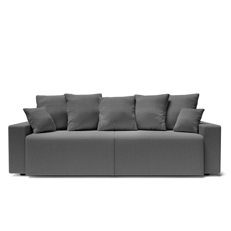 Canapé Droit ALMA Convertible Velours Côtelé Gris Souris 3 Places 2 Canapé Droit ALMA Convertible Velours Côtelé Gris Souris 3 Places – Image 2