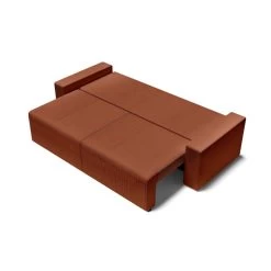 Canapé Droit ALMA Convertible Velours Côtelé Terracotta 3 Places -Canapé Rêve Promos Magasin canape droit alma convertible velours cotele terracotta 3 places 3