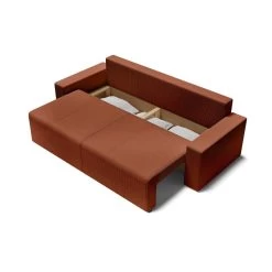 Canapé Droit ALMA Convertible Velours Côtelé Terracotta 3 Places -Canapé Rêve Promos Magasin canape droit alma convertible velours cotele terracotta 3 places 4