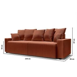 Canapé Droit ALMA Convertible Velours Côtelé Terracotta 3 Places -Canapé Rêve Promos Magasin canape droit alma convertible velours cotele terracotta 3 places 9