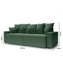Canapé Droit ALMA Convertible Velours Côtelé Vert 3 Places -Canapé Rêve Promos Magasin canape droit alma convertible velours cotele vert 3 places 9
