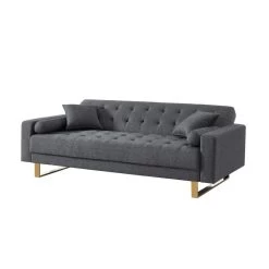 Canapé Droit Auguste Droit Convertible 3 Places Tissu Chiné Gris -Canapé Rêve Promos Magasin canape droit auguste droit convertible 3 places tissu chine gris 3