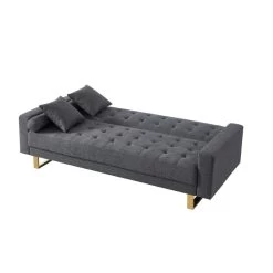 Canapé Droit Auguste Droit Convertible 3 Places Tissu Chiné Gris -Canapé Rêve Promos Magasin canape droit auguste droit convertible 3 places tissu chine gris 4