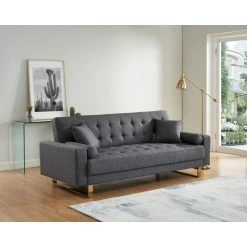 Canapé Droit Auguste Droit Convertible 3 Places Tissu Chiné Gris -Canapé Rêve Promos Magasin canape droit auguste droit convertible 3 places tissu chine gris 7