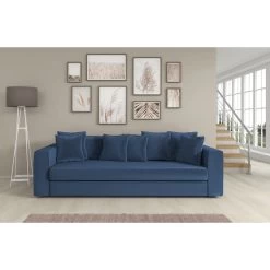 Canapé Droit CALDO En Velours Bleu Officier 3 Places 9 Canapé Droit CALDO En Velours Bleu Officier 3 Places -Canapé Rêve Promos Magasin canape droit caldo cacharel velours bleu officier 3 places 4