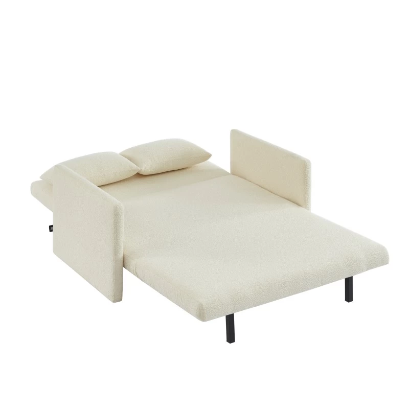 Canapé Droit JADE En Tissu Bouclette Beige Convertible 2 Places 4 Canapé Droit JADE En Tissu Bouclette Beige Convertible 2 Places – Image 4