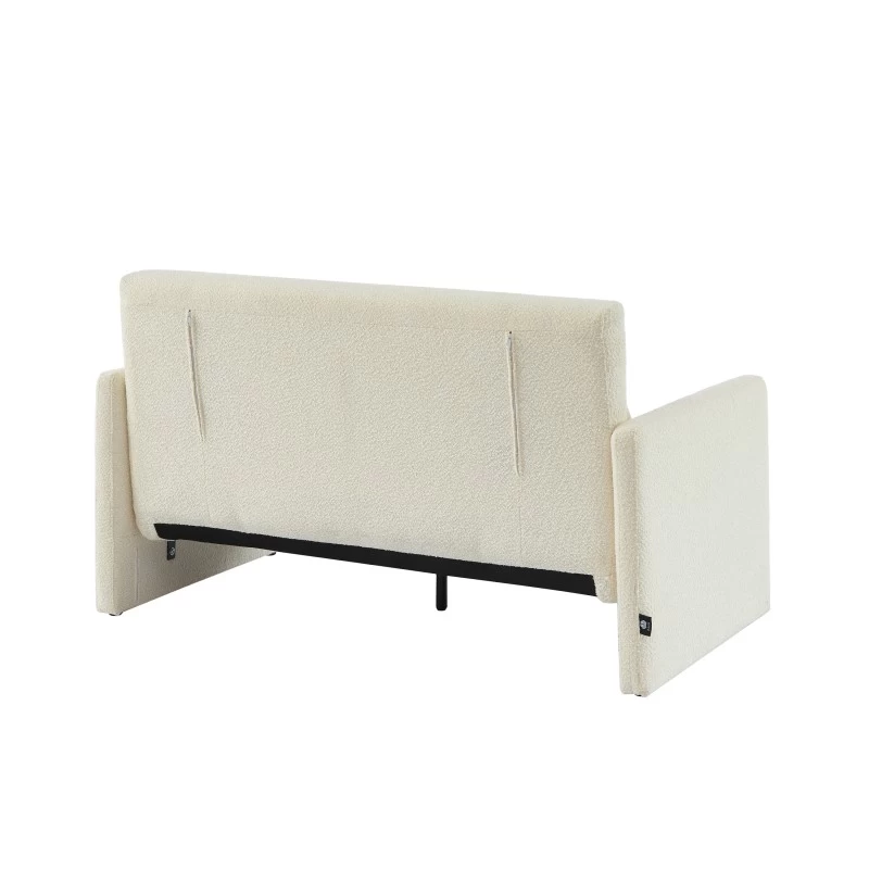 Canapé Droit JADE En Tissu Bouclette Beige Convertible 2 Places 5 Canapé Droit JADE En Tissu Bouclette Beige Convertible 2 Places – Image 5