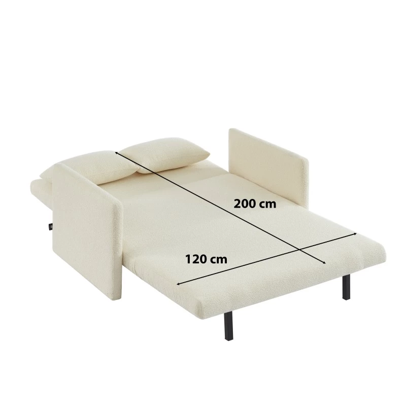 Canapé Droit JADE En Tissu Bouclette Beige Convertible 2 Places 8 Canapé Droit JADE En Tissu Bouclette Beige Convertible 2 Places – Image 8