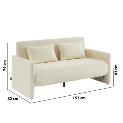 Canapé Droit JADE En Tissu Bouclette Beige Convertible 3 Places -Canapé Rêve Promos Magasin canape droit jade en tissu bouclette beige convertible 3 places 6