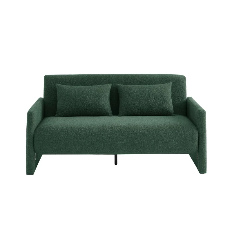 Canapé Droit JADE En Tissu Bouclette Vert Convertible 3 Places 2 Canapé Droit JADE En Tissu Bouclette Vert Convertible 3 Places – Image 2