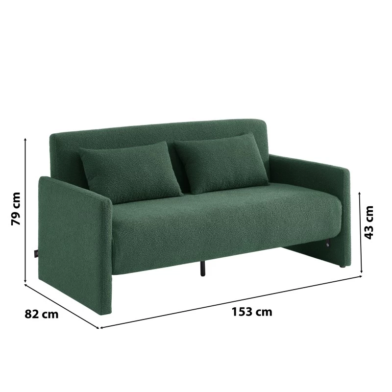 Canapé Droit JADE En Tissu Bouclette Vert Convertible 3 Places 7 Canapé Droit JADE En Tissu Bouclette Vert Convertible 3 Places – Image 7