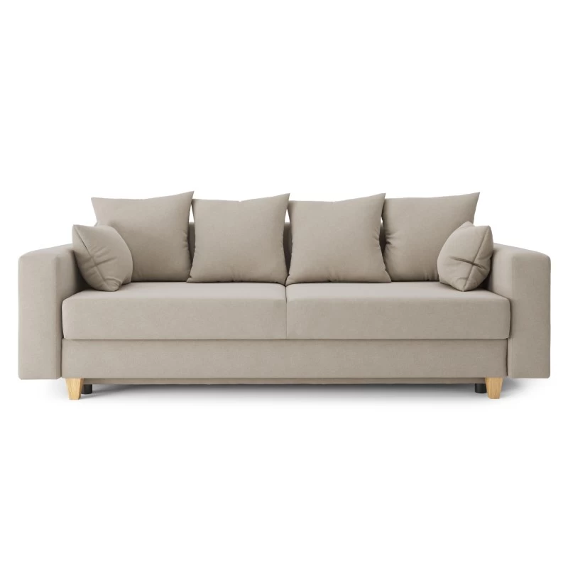 Canapé Droit KRISTI Convertible Tissu Grège 3 Places 2 Canapé Droit KRISTI Convertible Tissu Grège 3 Places – Image 2