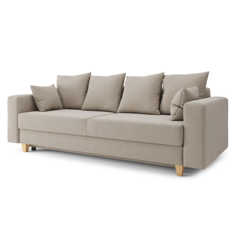 Canapé Droit KRISTI Convertible Tissu Grège 3 Places 3 Canapé Droit KRISTI Convertible Tissu Grège 3 Places – Image 3