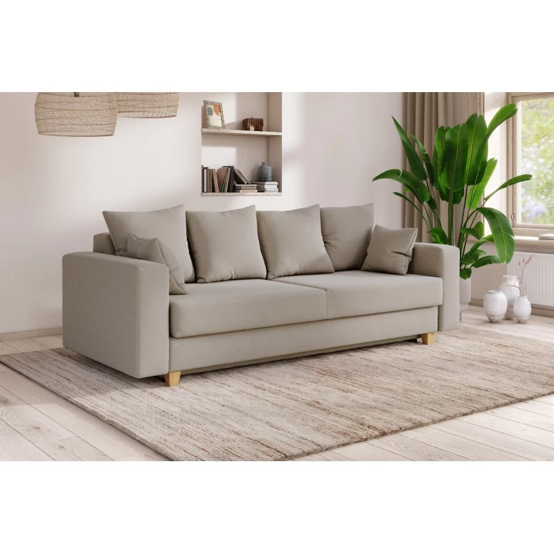 Canapé Droit KRISTI Convertible Tissu Grège 3 Places 8 Canapé Droit KRISTI Convertible Tissu Grège 3 Places – Image 8