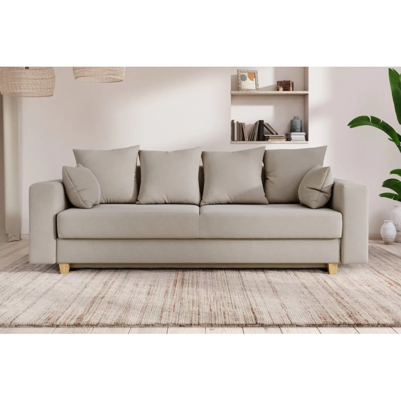 Canapé Droit KRISTI Convertible Tissu Grège 3 Places 1 Canapé Droit KRISTI Convertible Tissu Grège 3 Places