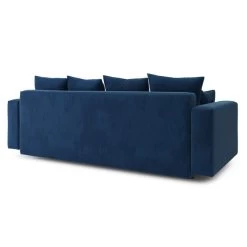 Canapé Droit KRISTI Convertible Velours Côtelé Bleu 3 Places -Canapé Rêve Promos Magasin canape droit kristi convertible velours cotele bleu 5