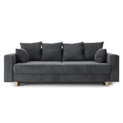 Canapé Droit KRISTI Convertible Velours Côtelé Gris Souris 3 Places -Canapé Rêve Promos Magasin canape droit kristi convertible velours cotele gris souris 1