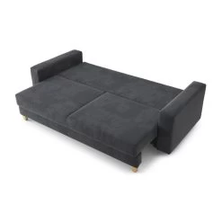Canapé Droit KRISTI Convertible Velours Côtelé Gris Souris 3 Places -Canapé Rêve Promos Magasin canape droit kristi convertible velours cotele gris souris 3