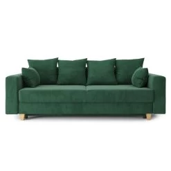 Canapé Droit KRISTI Convertible Velours Côtelé Vert 3 Places -Canapé Rêve Promos Magasin canape droit kristi convertible velours cotele vert 3 places 1