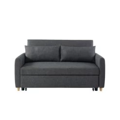 Canapé Droit LAURA En Tissu Anthracite Convertible 3 Places -Canapé Rêve Promos Magasin canape droit laura en tissu anthracite convertible 3 places 1