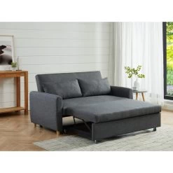 Canapé Droit LAURA En Tissu Anthracite Convertible 3 Places -Canapé Rêve Promos Magasin canape droit laura en tissu anthracite convertible 3 places 7
