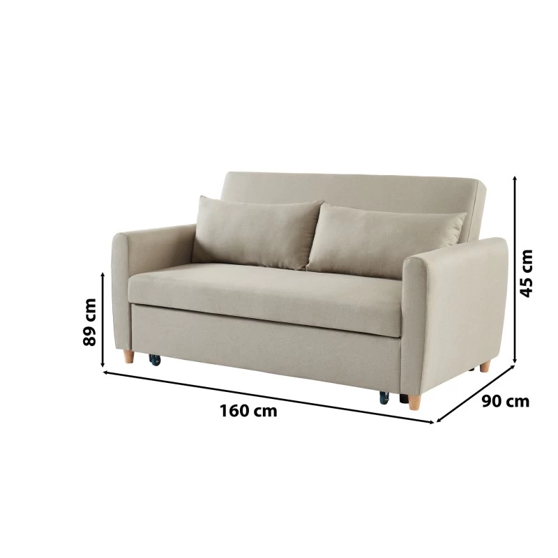 Canapé Droit LAURA En Tissu Beige Convertible 3 Places 9 Canapé Droit LAURA En Tissu Beige Convertible 3 Places – Image 9