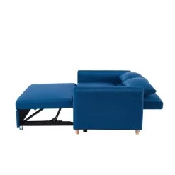 Canapé Droit LAURA En Tissu Bleu Nuit Convertible 3 Places -Canapé Rêve Promos Magasin canape droit laura en tissu bleu nuit convertible 3 places 5