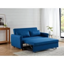 Canapé Droit LAURA En Tissu Bleu Nuit Convertible 3 Places -Canapé Rêve Promos Magasin canape droit laura en tissu bleu nuit convertible 3 places 7