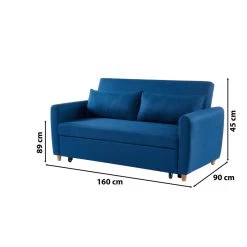 Canapé Droit LAURA En Tissu Bleu Nuit Convertible 3 Places -Canapé Rêve Promos Magasin canape droit laura en tissu bleu nuit convertible 3 places 8