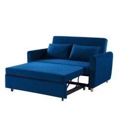 Canapé Droit LAURA En Velours Bleu Convertible 2 Places 13 Canapé Droit LAURA En Velours Bleu Convertible 2 Places -Canapé Rêve Promos Magasin canape droit laura en velours bleu convertible 2 places 3