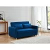 Canapé Droit LAURA En Velours Bleu Convertible 3 Places