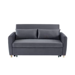 Canapé Droit LAURA En Velours Gris Convertible 3 Places -Canapé Rêve Promos Magasin canape droit laura en velours gris convertible 3 places 1