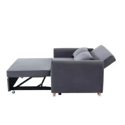 Canapé Droit LAURA En Velours Gris Convertible 3 Places -Canapé Rêve Promos Magasin canape droit laura en velours gris convertible 3 places 4